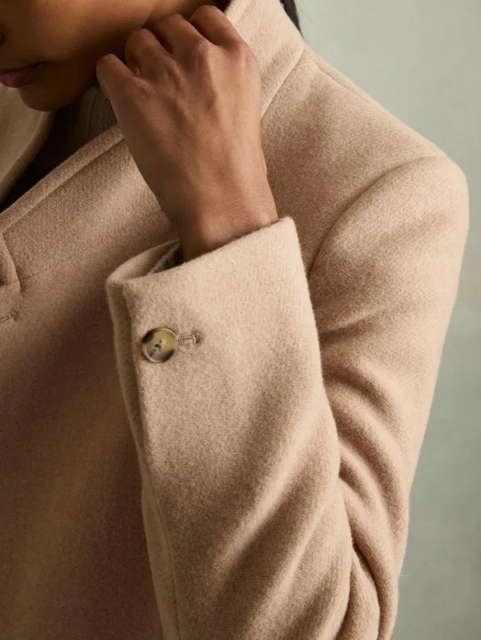 REISS Coats and Jackets Women WoolBlend Longline DoubleBreasted Coat Light Camel
