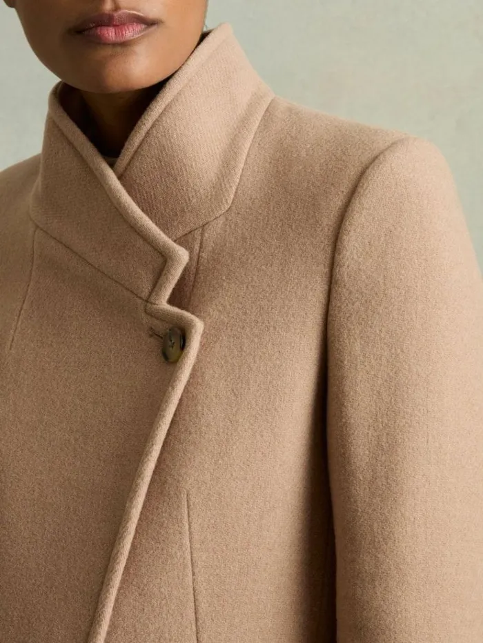 REISS Coats and Jackets Women WoolBlend Longline DoubleBreasted Coat Light Camel
