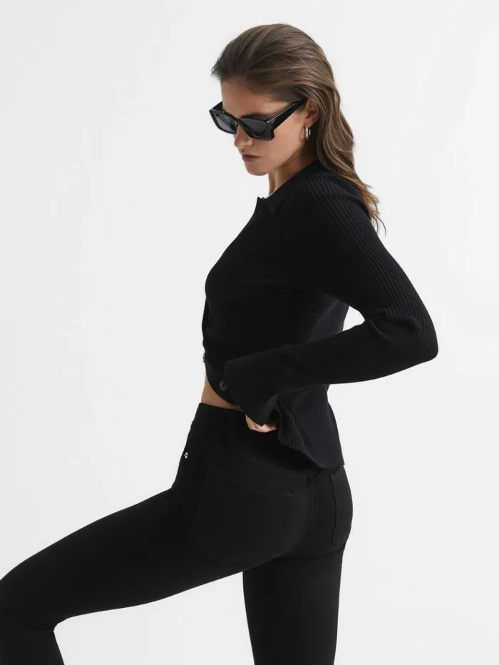 REISS Denim Women Good American Skinny Fit Jeans Black