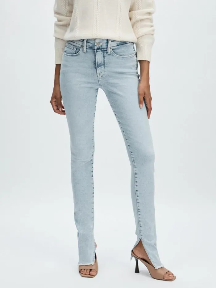 REISS Denim Women Good American SplitHem Skinny Jeans Light Blue