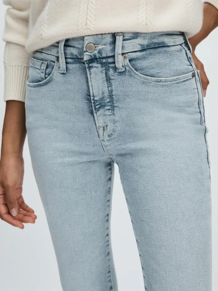 REISS Denim Women Good American SplitHem Skinny Jeans Light Blue