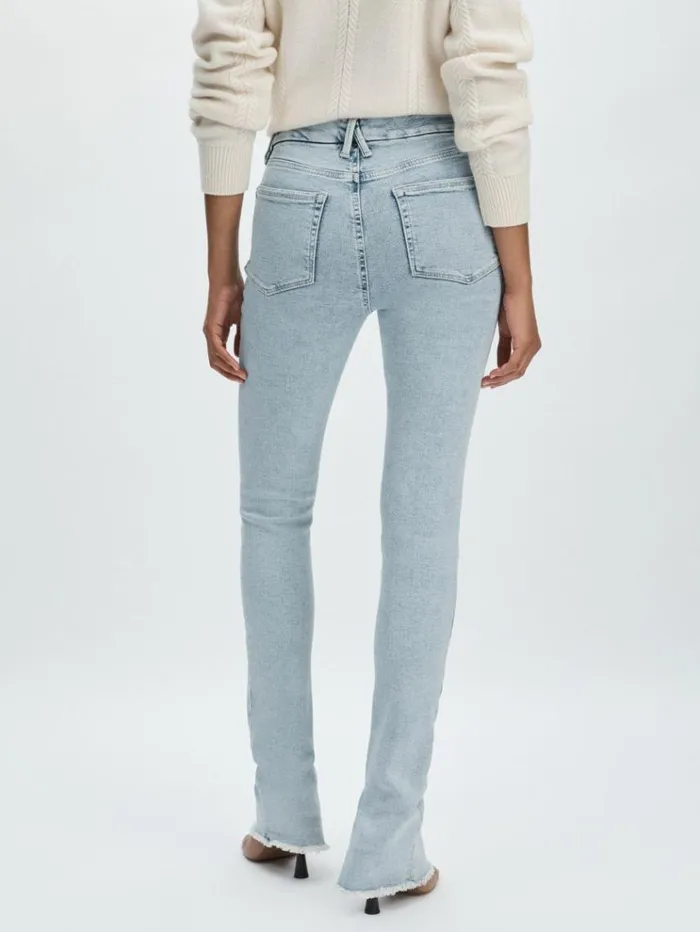 REISS Denim Women Good American SplitHem Skinny Jeans Light Blue