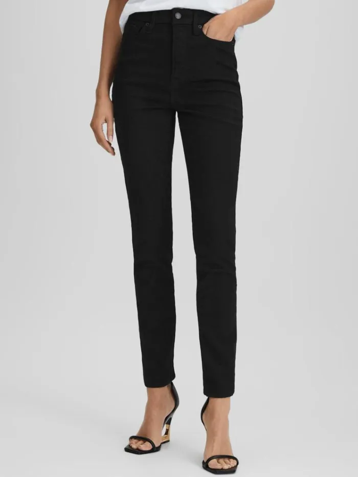 REISS Denim Women Good American Ultra High Skinny Jeans Black