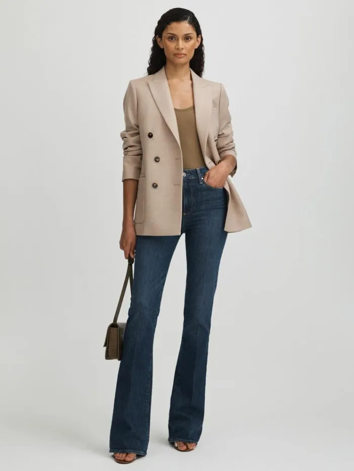 REISS Denim Women Paige Ancient Blue High Rise Flared Jeans Ancient Blue