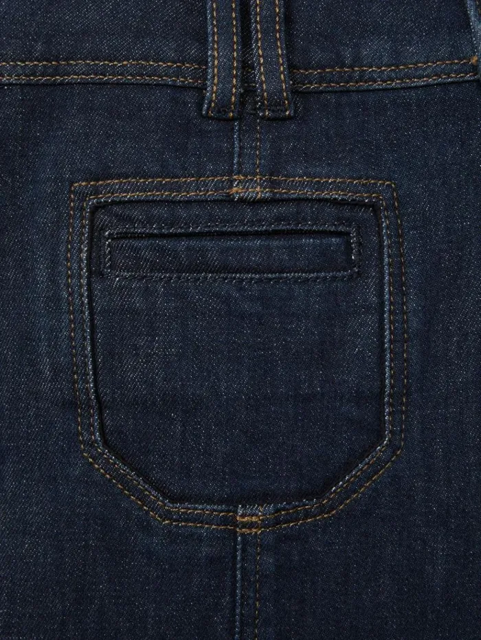 REISS Denim Women Paige Catania Blue Exposed Button Wide Leg Jeans Catania Blue