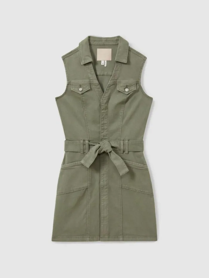 REISS Denim Women Paige Denim Mini Dress Khaki