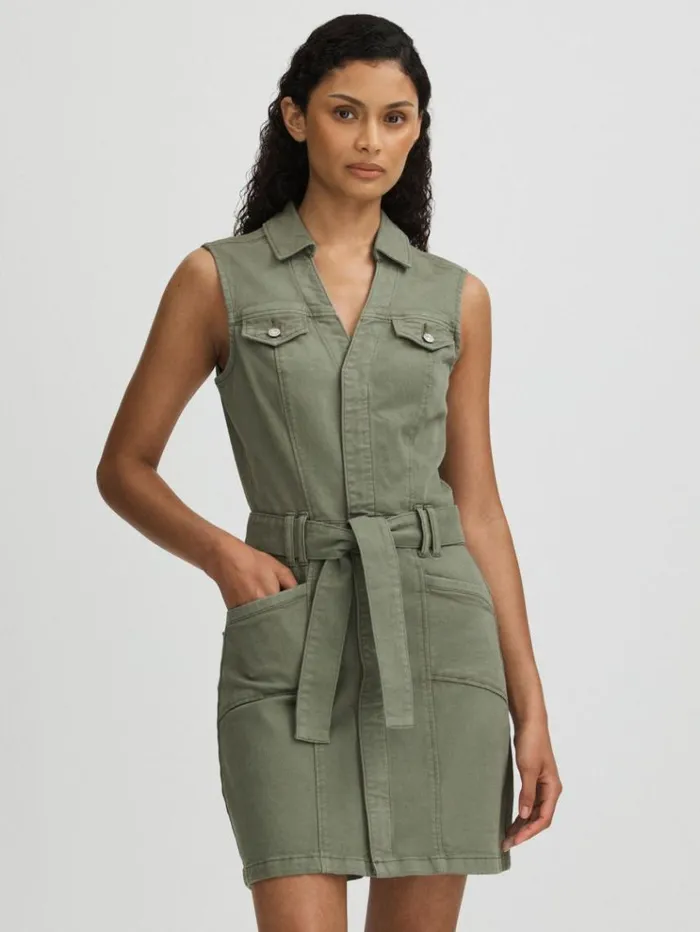 REISS Denim Women Paige Denim Mini Dress Khaki