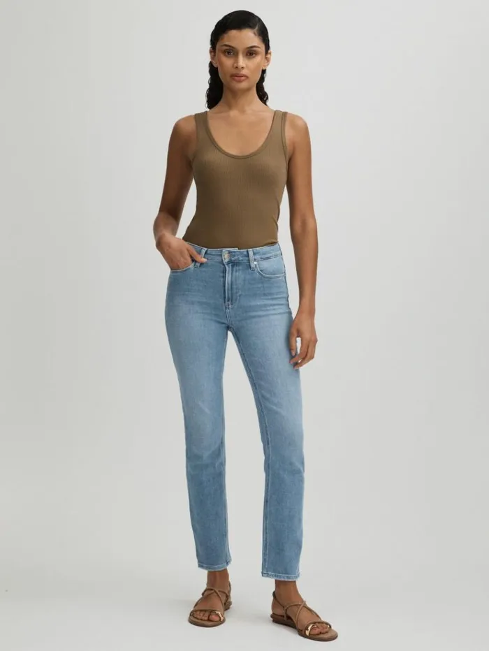 REISS Denim Women Paige High Rise Straight Leg Jeans Canvases Blue