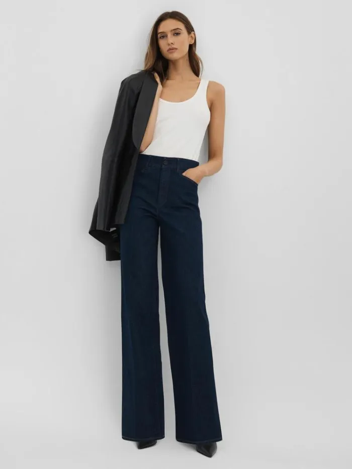 REISS Denim Women Paige High Rise Wide Leg Jeans Edinburgh