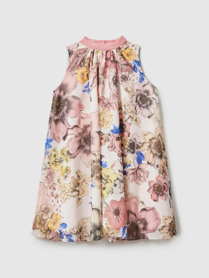 REISS Dresses Children Floral Print Halter Neck Dress Pink Print