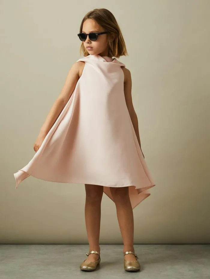 REISS Dresses Children HighNeck Drape Back Dress Pink