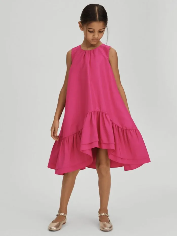 REISS Dresses Children Layered HighLow Dress Bright Pink