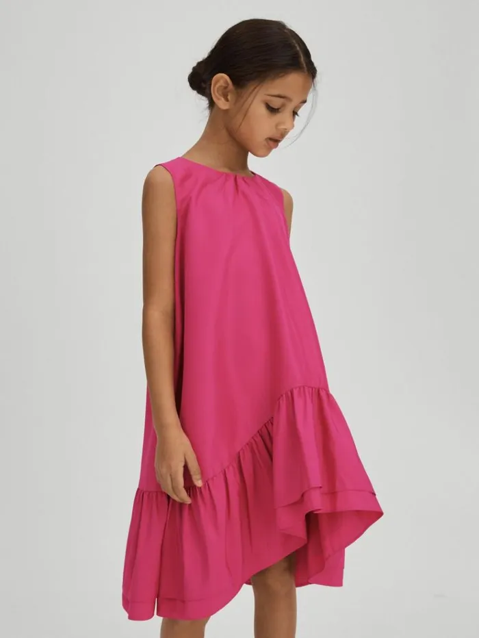 REISS Dresses Children Layered HighLow Dress Bright Pink