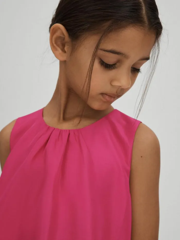 REISS Dresses Children Layered HighLow Dress Bright Pink