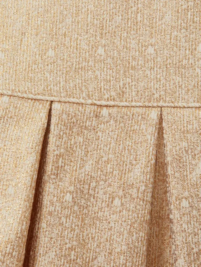 REISS Dresses Children Metallic Pleated Cap Sleeve Dress Gold