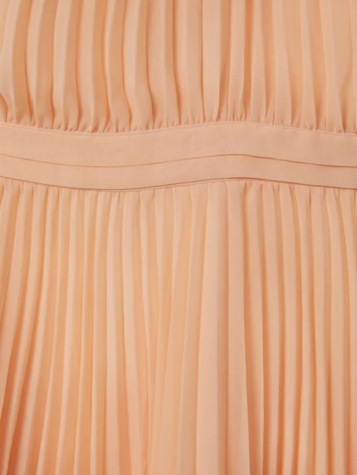 REISS Dresses Children Pleated Cape Sleeve Dress Apricot