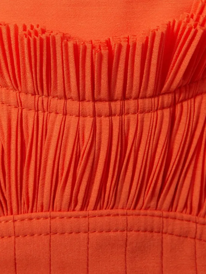 REISS Dresses Women Acler Fitted Pleated Mini Dress Apricot