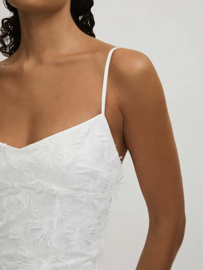 REISS Dresses Women Anna Quan Applique Drop Waist Maxi Dress White