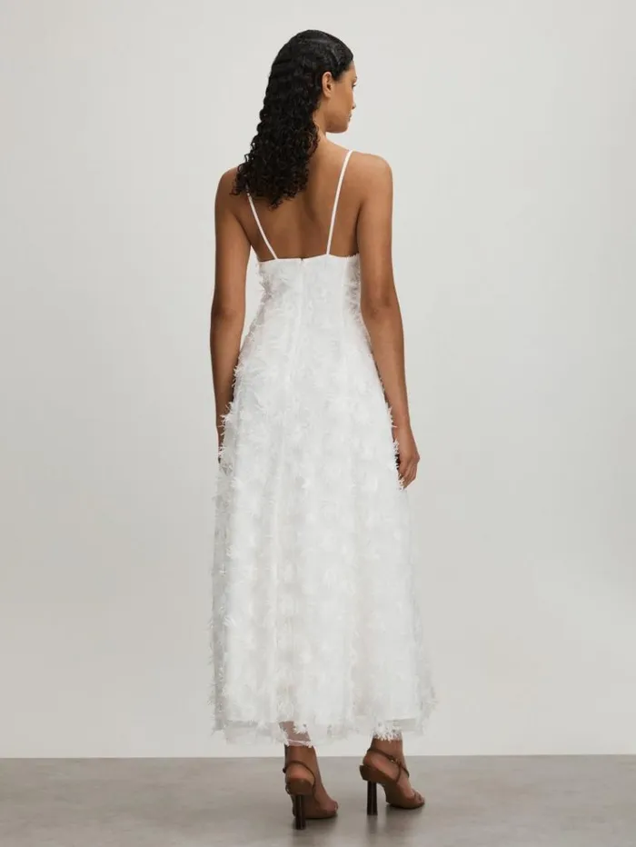 REISS Dresses Women Anna Quan Applique Drop Waist Maxi Dress White