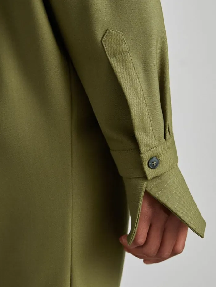 REISS Dresses Women Atelier Draped Shirt Dress With Wool Khaki