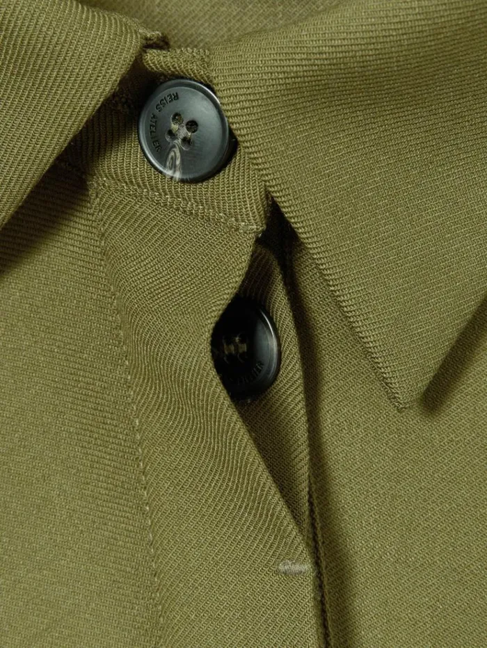REISS Dresses Women Atelier Draped Shirt Dress With Wool Khaki