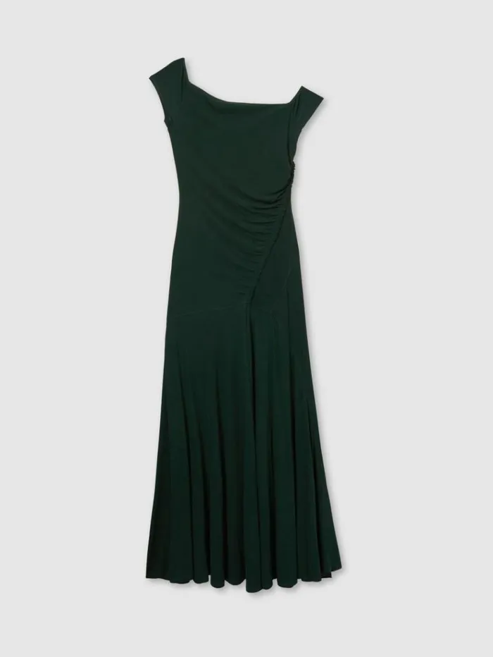 REISS Dresses Women Atelier Gathered CrepeJersey Maxi Dress Green