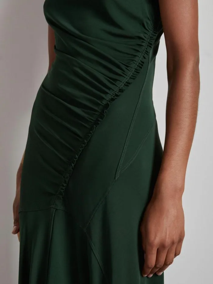 REISS Dresses Women Atelier Gathered CrepeJersey Maxi Dress Green