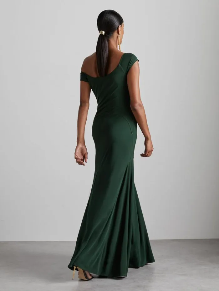 REISS Dresses Women Atelier Gathered CrepeJersey Maxi Dress Green