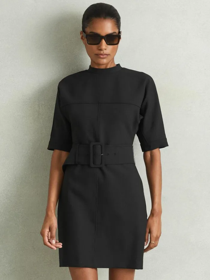 REISS Dresses Women Belted Mini Dress Black