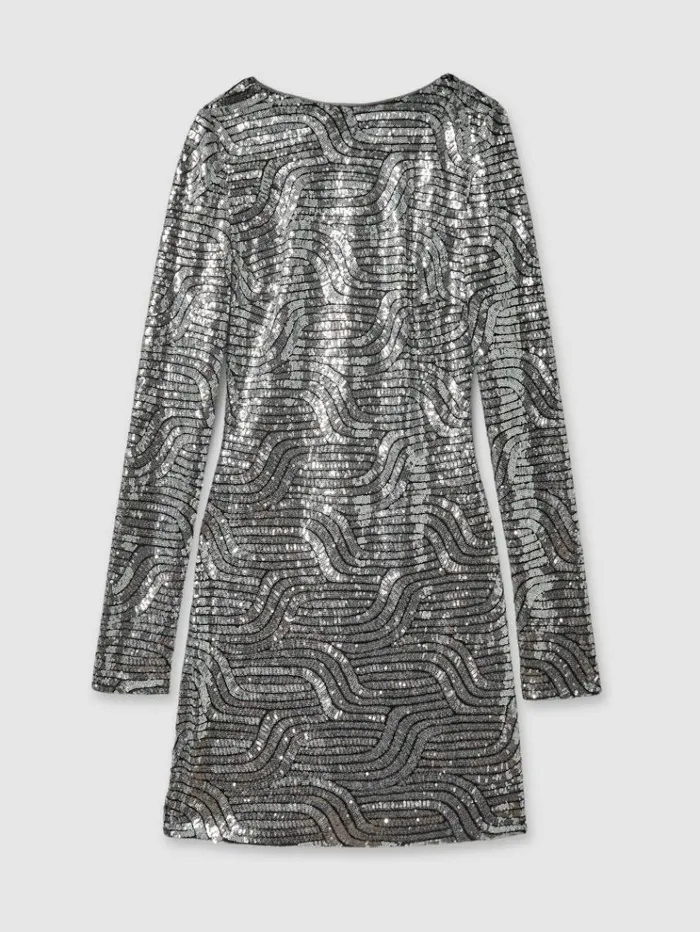 REISS Dresses Women Halston Sequin Mini Dress Silver