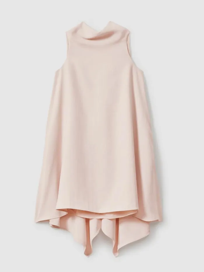 REISS Dresses Women HighNeck Drape Back Mini Dress Nude