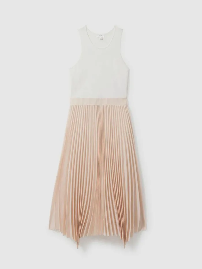 REISS Dresses Women Hybrid Knitted Midi Dress Ivorynude