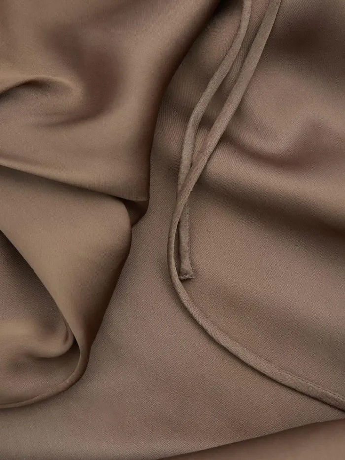 REISS Dresses Women Satin Cowl Neck Maxi Dress Mink