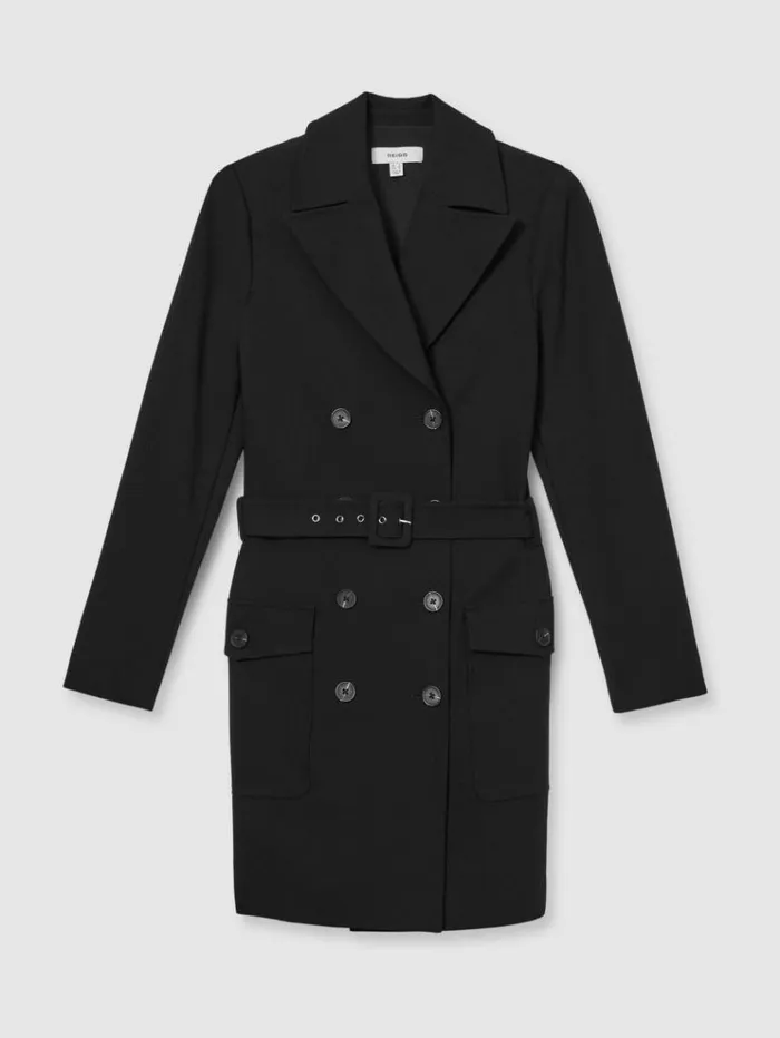 REISS Dresses Women Structured Suit Midi Dress Black