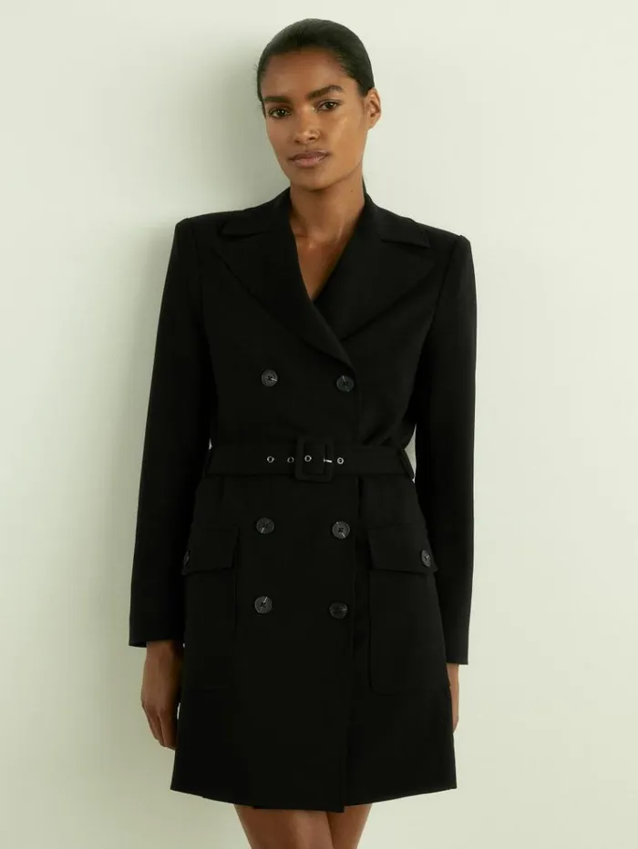 REISS Dresses Women Structured Suit Midi Dress Black
