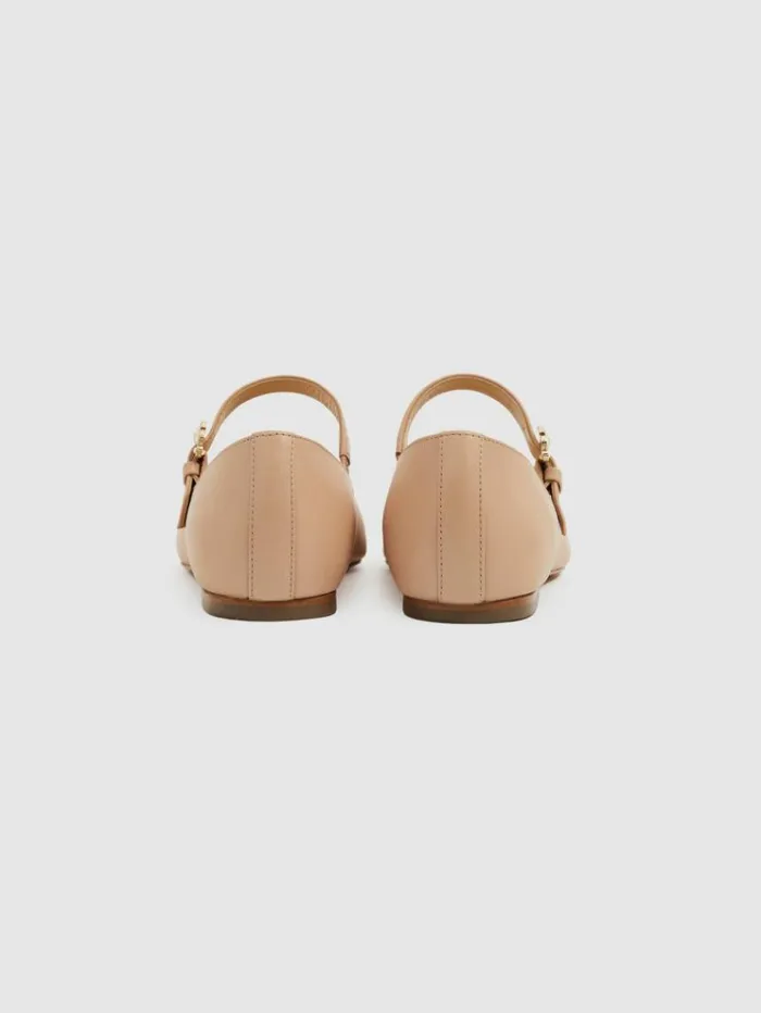 REISS Flats Women Camilla Elphick Leather Pointed Flats Taupeblack