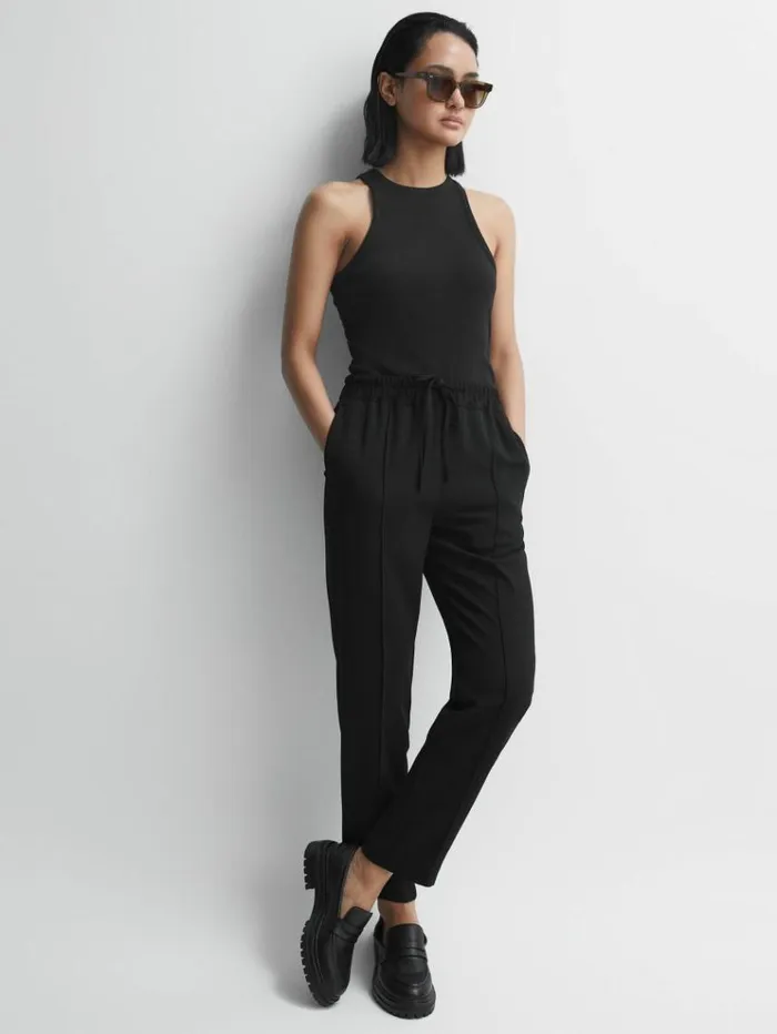 REISS Flats Women Leather Chunky Cleated Loafers Black