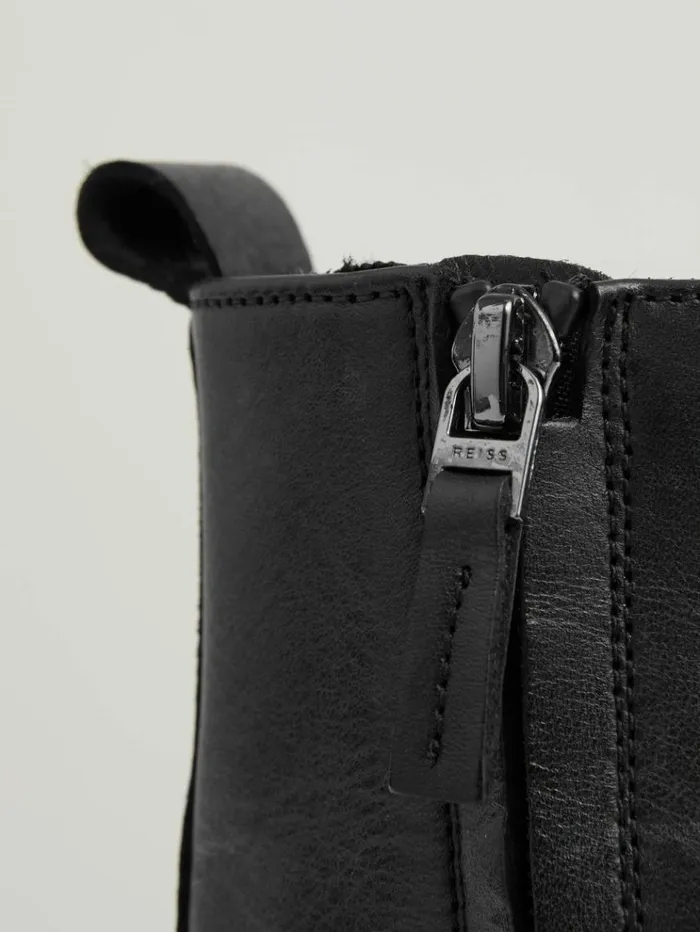 REISS Flats Women Leather LaceUp Boots Black