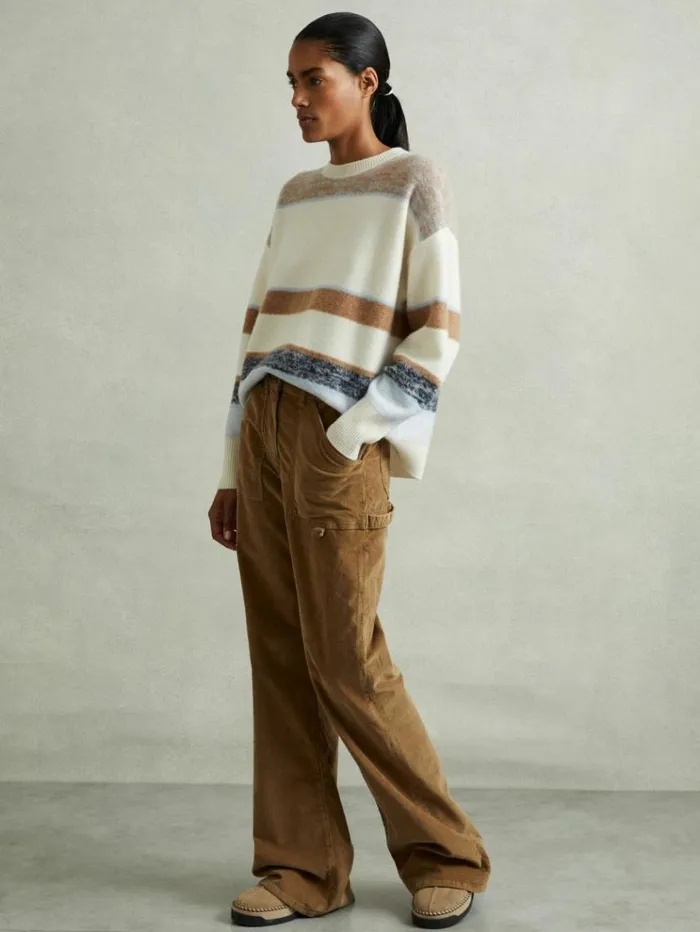 REISS Flats Women Suede ShearlingLined Mules Tan