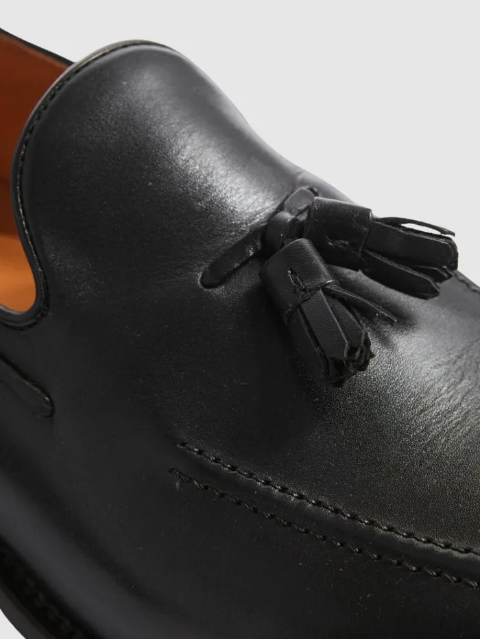 REISS Formal Shoes Men Leather Tassel Loafers Black