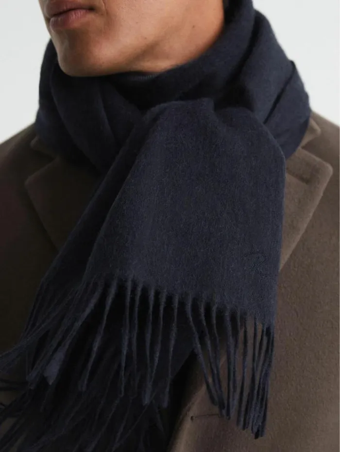 REISS Hats Gloves and Scarves Men Cashmere Blend Scarf Navy