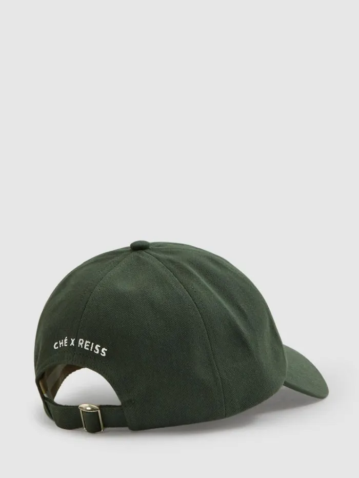 REISS Hats Gloves and Scarves Men Ch Embroidered Motif Baseball Cap Green
