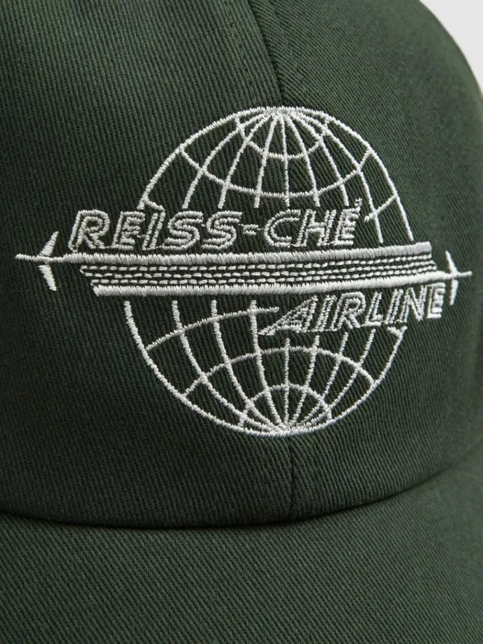 REISS Hats Gloves and Scarves Men Ch Embroidered Motif Baseball Cap Green
