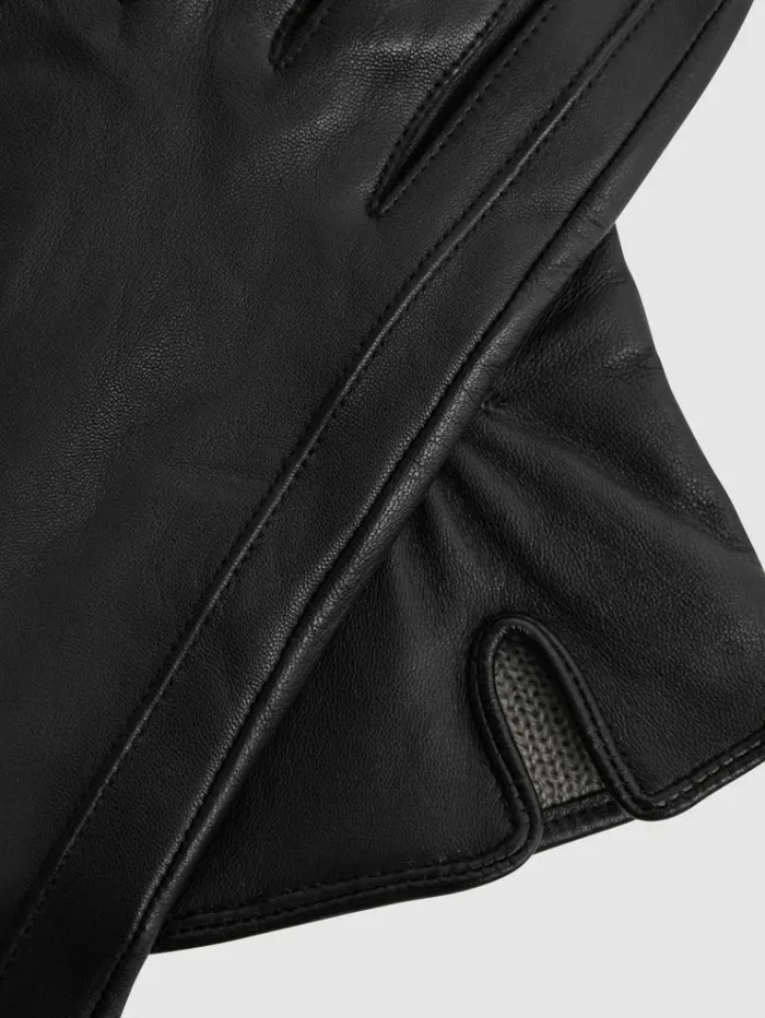 REISS Hats Gloves and Scarves Women Leather Ruched Gloves Black