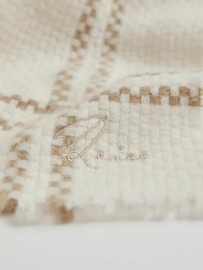 REISS Hats Gloves and Scarves Women Wool Cashmere Fringed Scarf Cream