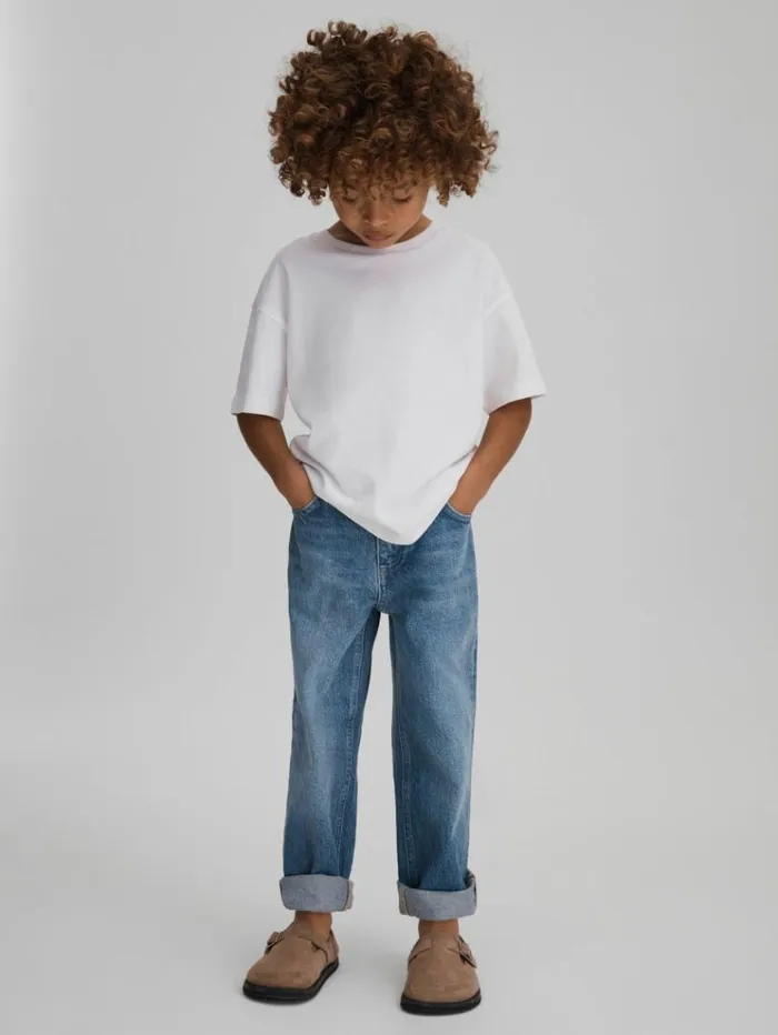 REISS Jeans Children Loose Fit Adjuster Jeans Mid Blue