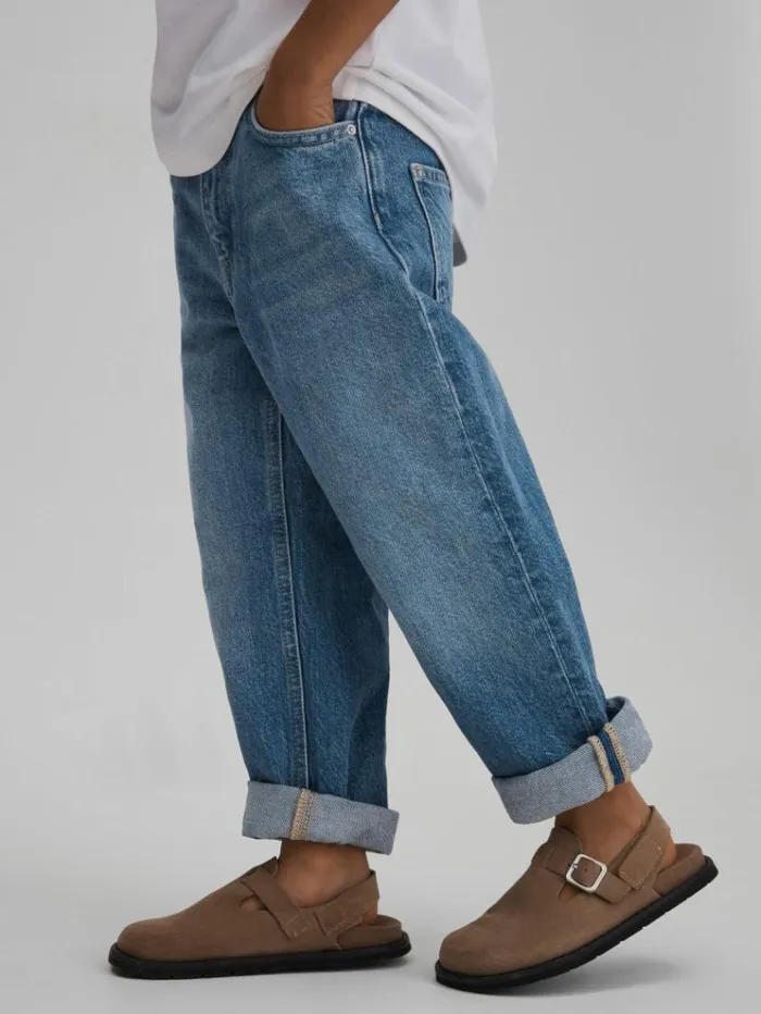 REISS Jeans Children Loose Fit Adjuster Jeans Mid Blue