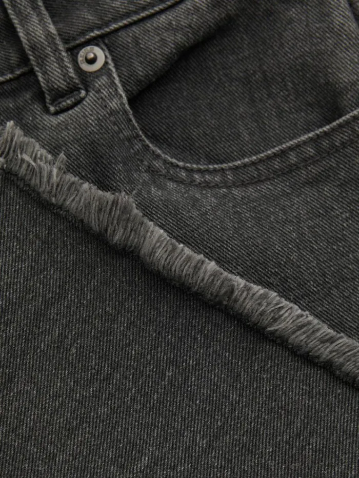 REISS Jeans Children Wide Leg Frayed Jeans Grey