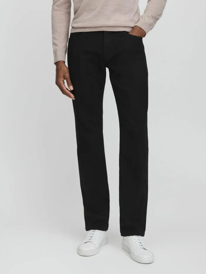 REISS Jeans Men Paige Straight Leg Jeans Black Shadow