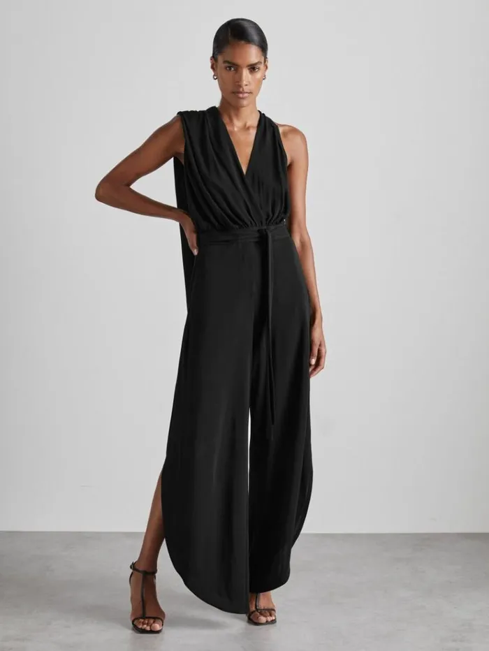 REISS Jumpsuits and Rompers Women Atelier GatheredJersey Jumpsuit Black